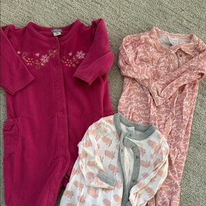 Carter's Pink & Light Pink Baby One-Piece Sleepers
